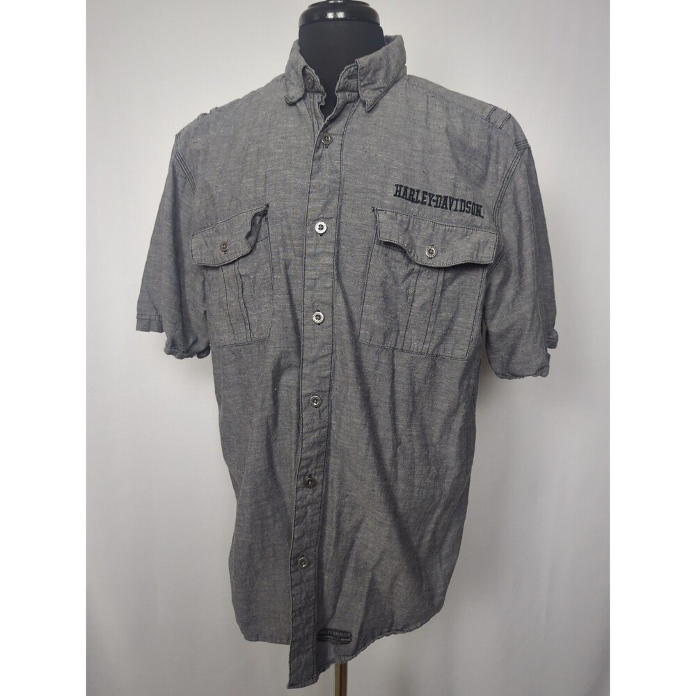 Harley-Davidson Men's Shirt Short Sleeve Gray Size XL Genuine MotorClothes Linen